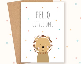 New Baby Card with a cartoon Lion character | 350gsm card and FREE POSTAGE