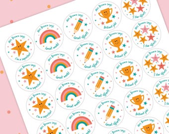 Teacher Stickers, Well Done Stickers, Personalised Teacher Stickers, Merit Stickers, Teacher Sticker Sheet, Star