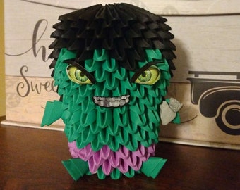Ręcznie robiony 3D Zielony Bohater Origami, Niestandardowa Sztuka Superbohaterska dla Fanów Superbohaterów, Szczegółowa Sztuka Papierowa dla Fanów Superbohaterów, Wystrój Domu i Kolekcjonerów