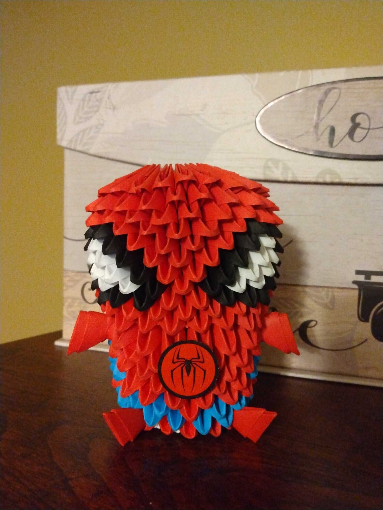 Handmade 3D Web-Slinger Origami - Unique Paper Sculpture, Custom Superhero Art, Perfect Gift, Detailed Craft