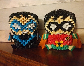 Handcrafted 3D Origami Superhero Duo - Unique Paper Art Gift for Comic Fans, Home Decor, and Collectors