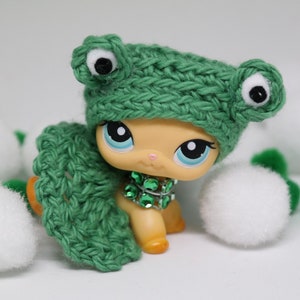 For Littlest Pet Shop Frog Crochet Accessories Dress Collar Bow Outfit NO LPS