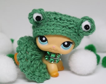 For Littlest Pet Shop Frog Crochet Accessories Dress Collar Bow Outfit NO LPS