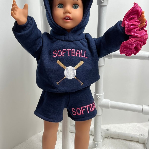 Softball Hoodie to fit American Girl Doll