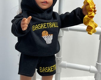 Basketball to fit American Girl Doll  Black and Bright Yellow