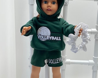 Sudadera con capucha de muñeca de voleibol para adaptarse a American Girl Doll