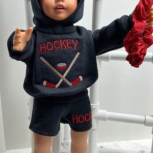 Hockey Black Hoodie to fit American Girl Doll