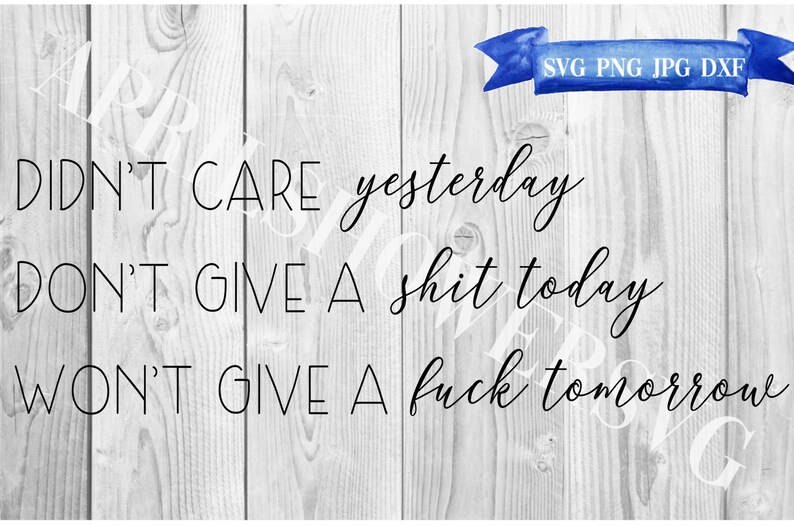 Don't Give A Shit Digital Download Funny Svg Silhouette | Etsy
