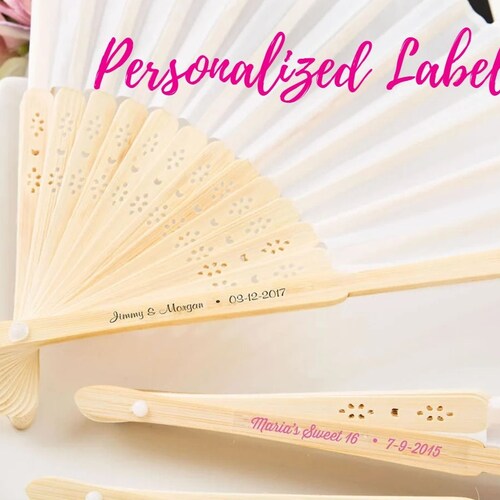 25200 Personalized White Silk Wedding Fans Intricately Etsy