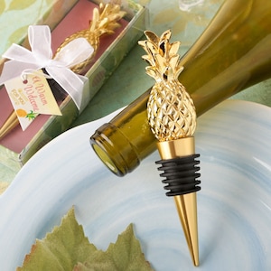 Pineapple Gold Bottle Stopper Favor, Gold Pineapple Stopper, Gold Pineapple Decor, Summer Bottle Stopper, Tropical Wine Stopper