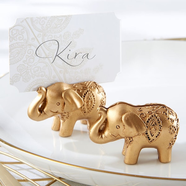 Gold Lucky Elephant Place Card Holder (Set of 6)