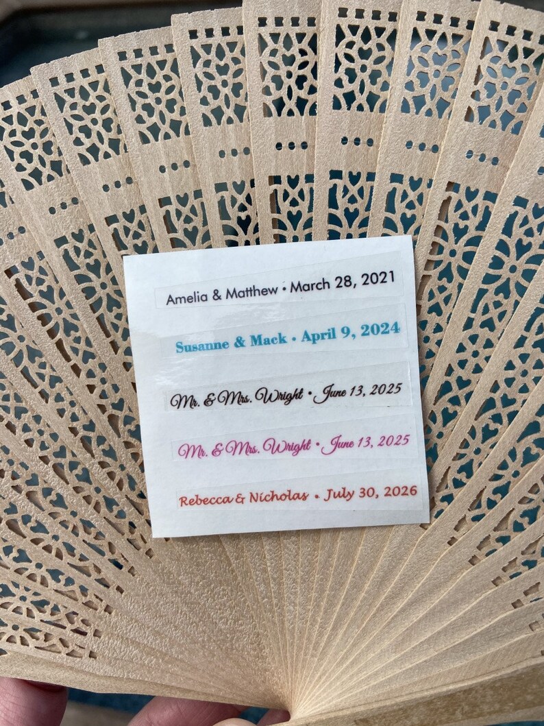 25-300 Personalized Wedding Fans, Intricately Carved Personalized Sandalwood Fan Favors, Monogram Wedding Fans, Special Event Fans image 3