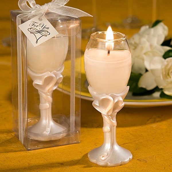 Champagne Flute Candle Holder Favors, Champagne Double Heart Candle, Wedding Table Decor, Champagne Theme, Champagne Favor, Champs Favor