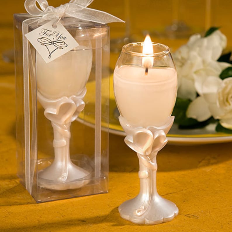 Champagne Flute Candle Holder Favors Champagne Double Heart Etsy
