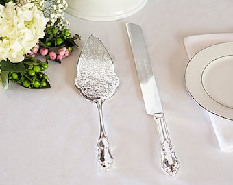 Engraved Vintage Cake Server Set, Arabesque Design Cake Server, Elegant Cake Server, Personalized Wedding Serving Set