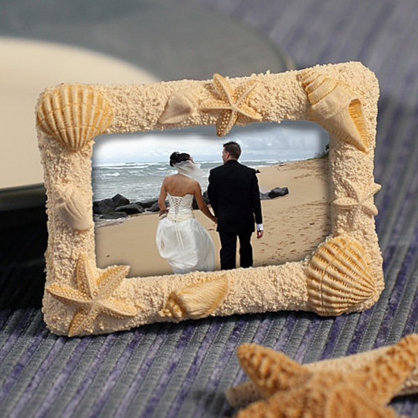 Beach-Themed Photo Frames , Beach Theme Table Number Frame, Sand and Seashell Frame, Beach Place Card Holder, Island Theme, Tropical Frame