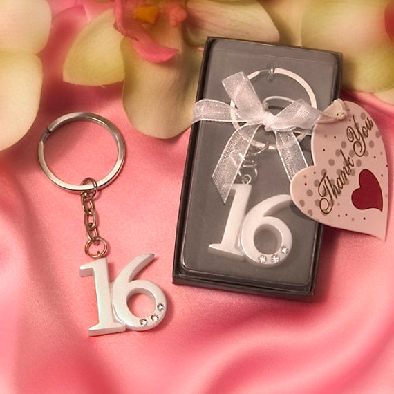 Sixteen Keychain Sweet 16 Favor Sixteenth Birthday Keychain Etsy