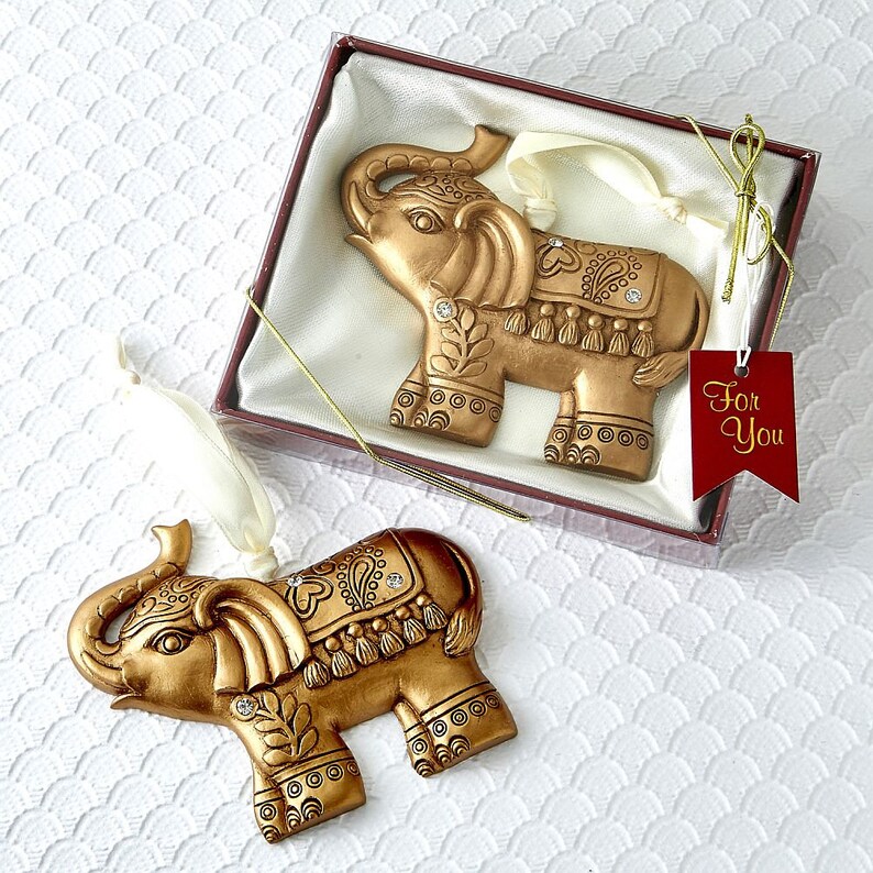 Gold Good Luck Elephant Ornament Elephant Ornament Favor Etsy