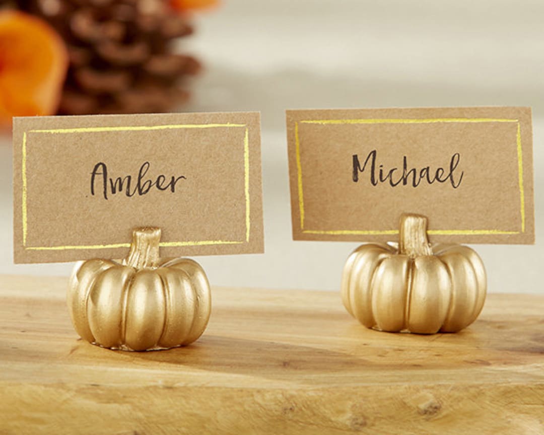 Gold Pumpkin Place Card Holders set of 6, Fall Place Card Holders, Gold