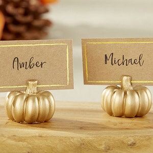 Gold Pumpkin Place Card Holders (Set of 6), Fall Place Card Holders,  Gold Pumpkin Place Card Holders, Fall Wedding Decor, Fall Themed Decor