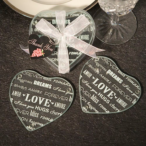 Love Glass Coasters set of 2 Love Theme Wedding Favors Etsy