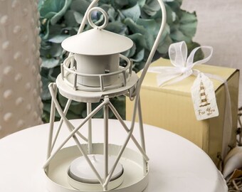 6 Small MINI BLUE Candle Holder 5" NAUTICAL lantern wedding favor centerpiece 