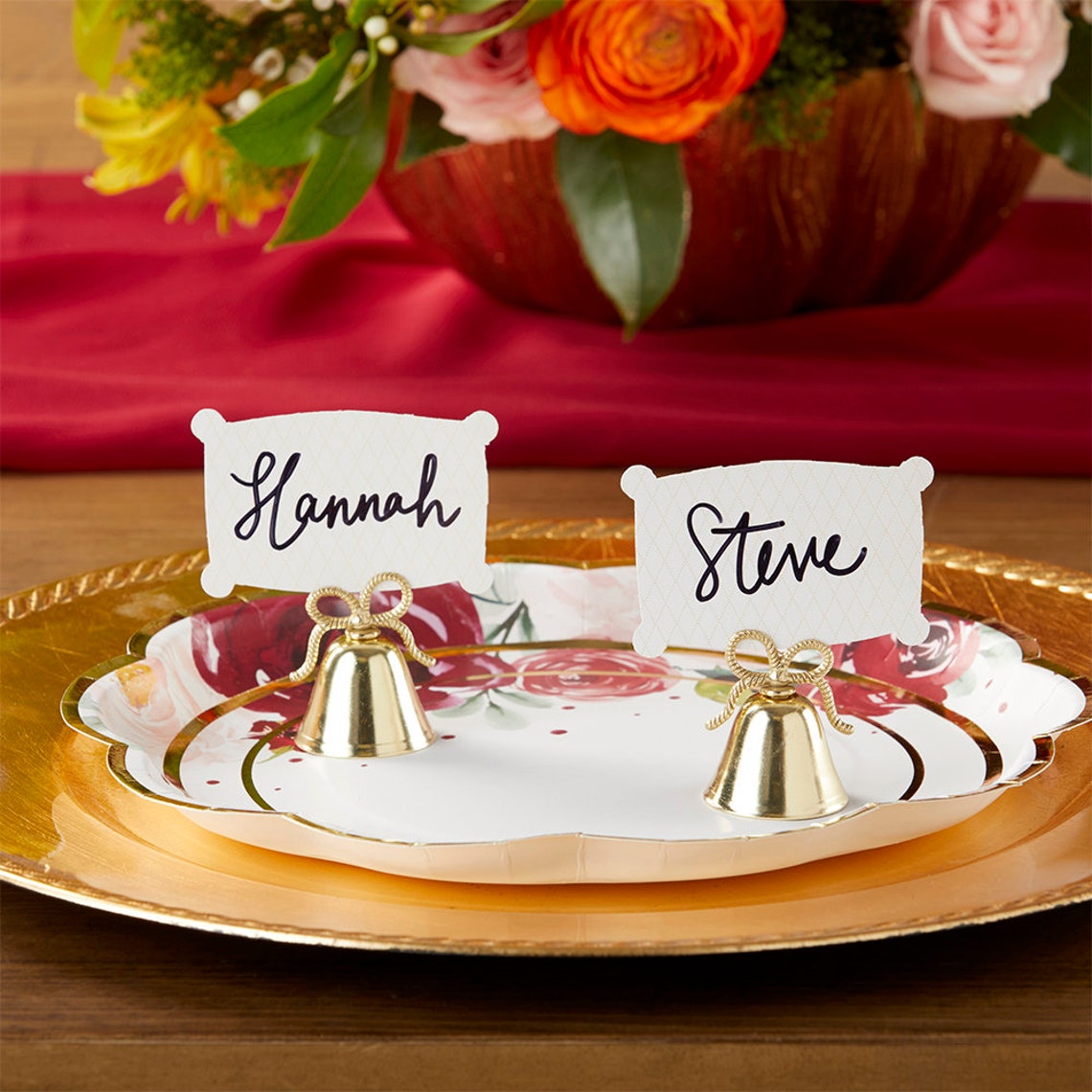 Gold Kissing Bell Place Card Holders set of 24 Gold Wedding Etsy