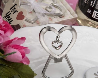 20-100 Pcs Wedding Party Favor Love Heart Metal Silver Bottle Opener Gift  Box 