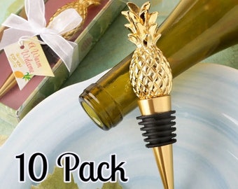 Pineapple Gold Bottle Stopper Favor (Pack of 10), Gold Pineapple Stopper, Gold Pineapple Decor, Summer Bottle Stopper, Tropical Wine Stopper