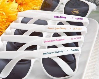 Personalized Wedding Sunglasses, White Sunglasses, Beach Party Favors, Summer Wedding Favors, Summer Party, Sweet 16, Quinceanera Favor