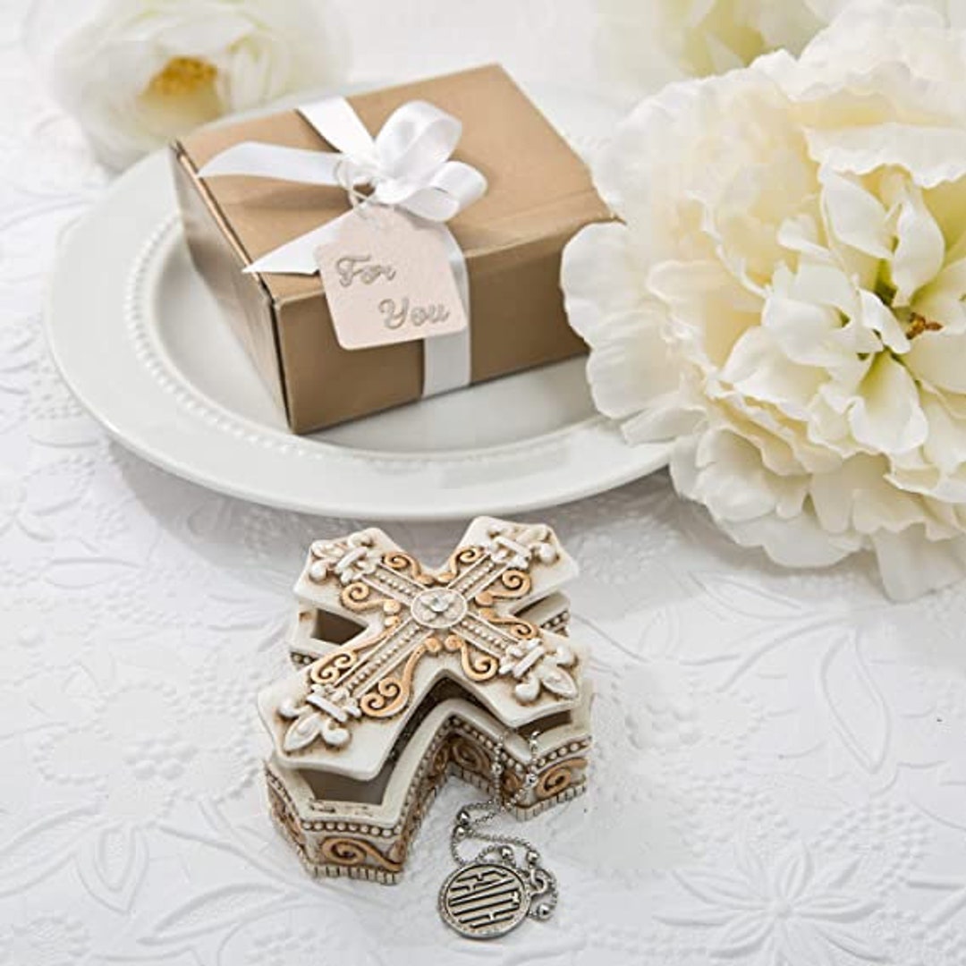 Vintage Cross Trinket Box, Vintage Design Cross Jewelry Box, Religious
