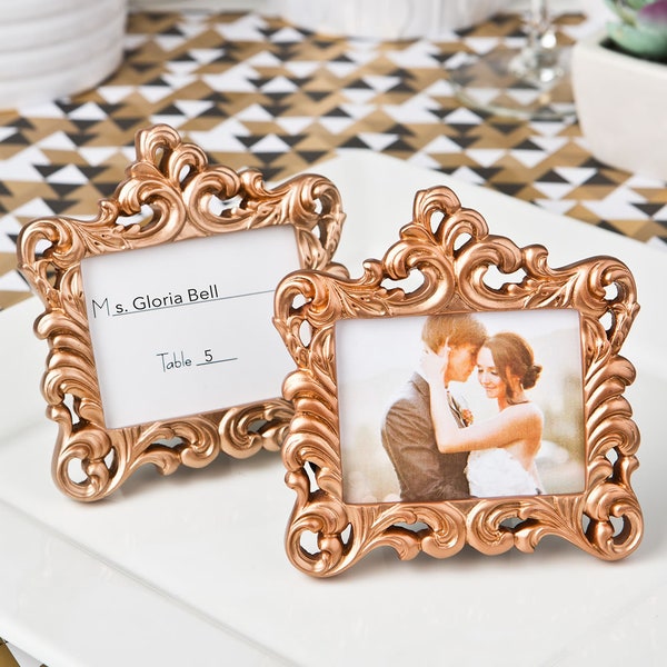 Rose Gold Favor Frame, Rose Gold Baroque Place Card Frame, Mini Rose Gold Frame, Rose Gold Wedding Decor