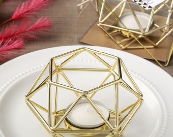 Gold Hexagon Tea light Candle holder, Geometric Design Votive Candle Holder,  Gold Table Decor,  Gold Votive Wedding Favor