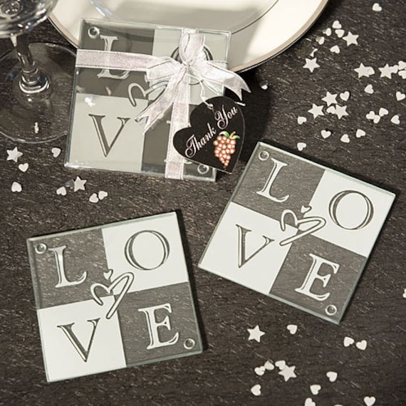 Wedding glass coasters discount