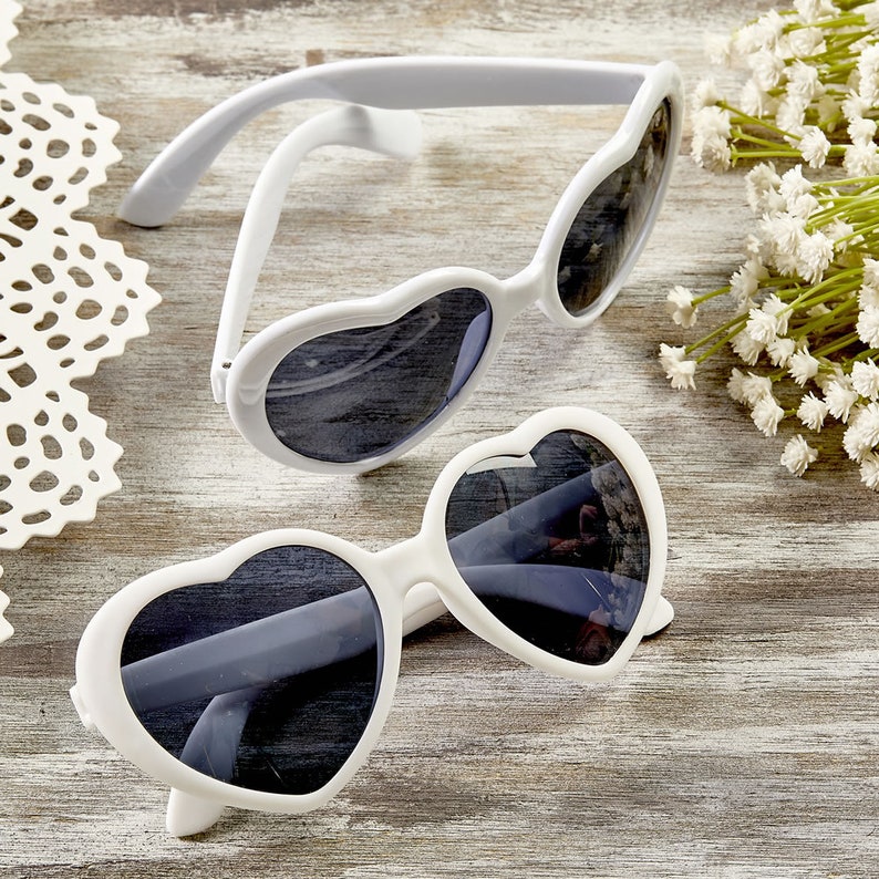 Gafas De Sol De Corazón Blancas Para Mujer - Forma Corazón, Lentes HD, Material Ligero, Ideal Para Bodas, Playa Y Fiestas