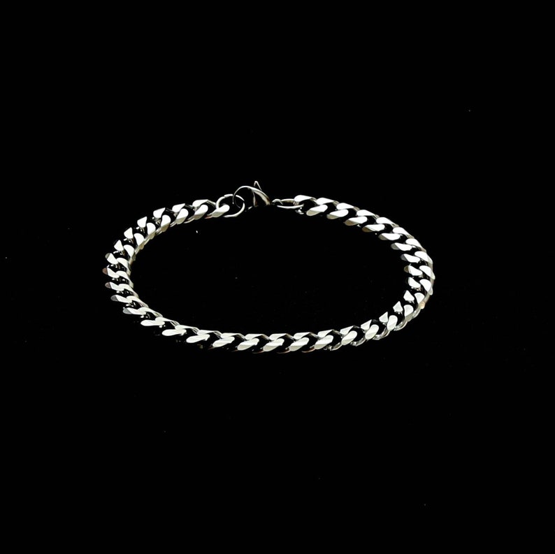 Stainless Steel Curb Chain Bracelet Silver Bracelet Eboy - Etsy