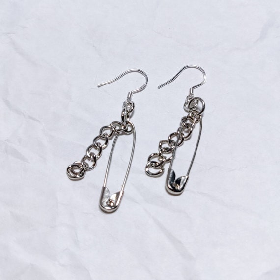 Fashion Safety Pin Long Earrings Stainless Steel Dangle Earrings for Women Girls