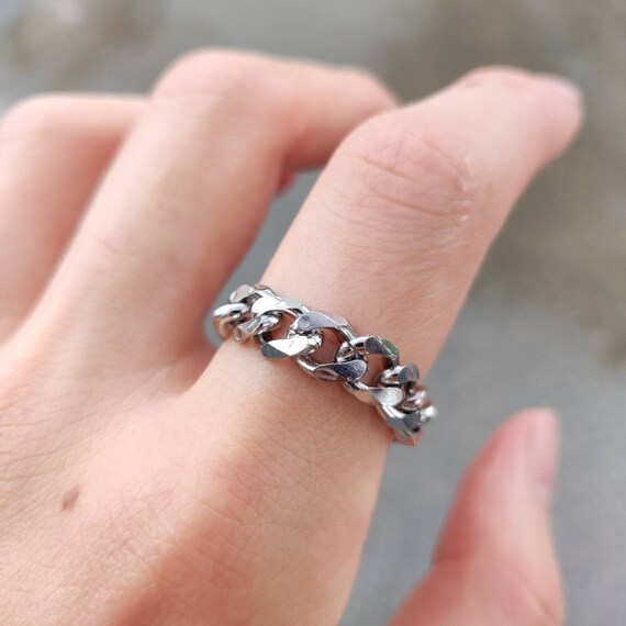 Silver Stainless Steel Curb Chain Ring Version 2 Eboy Etsy