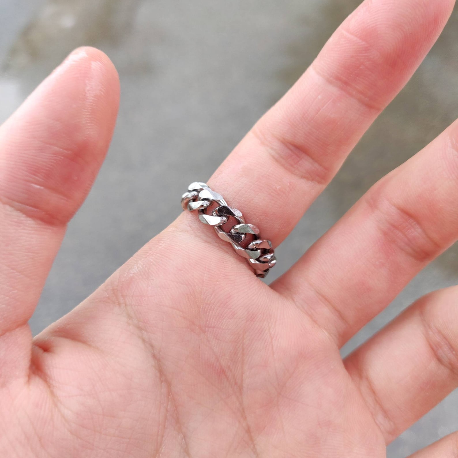 Silver Stainless Steel Curb Chain Ring Version 2 Eboy Etsy