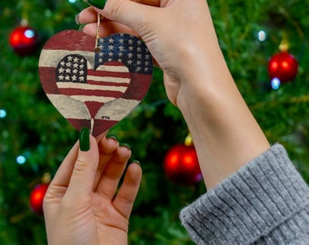 American Flag Heart, American Ornament, Heart Ornament