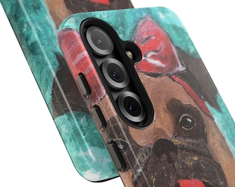 Custodia per telefono con carlino e fiocco / Custodia per telefono con illustrazione di un carlino carino