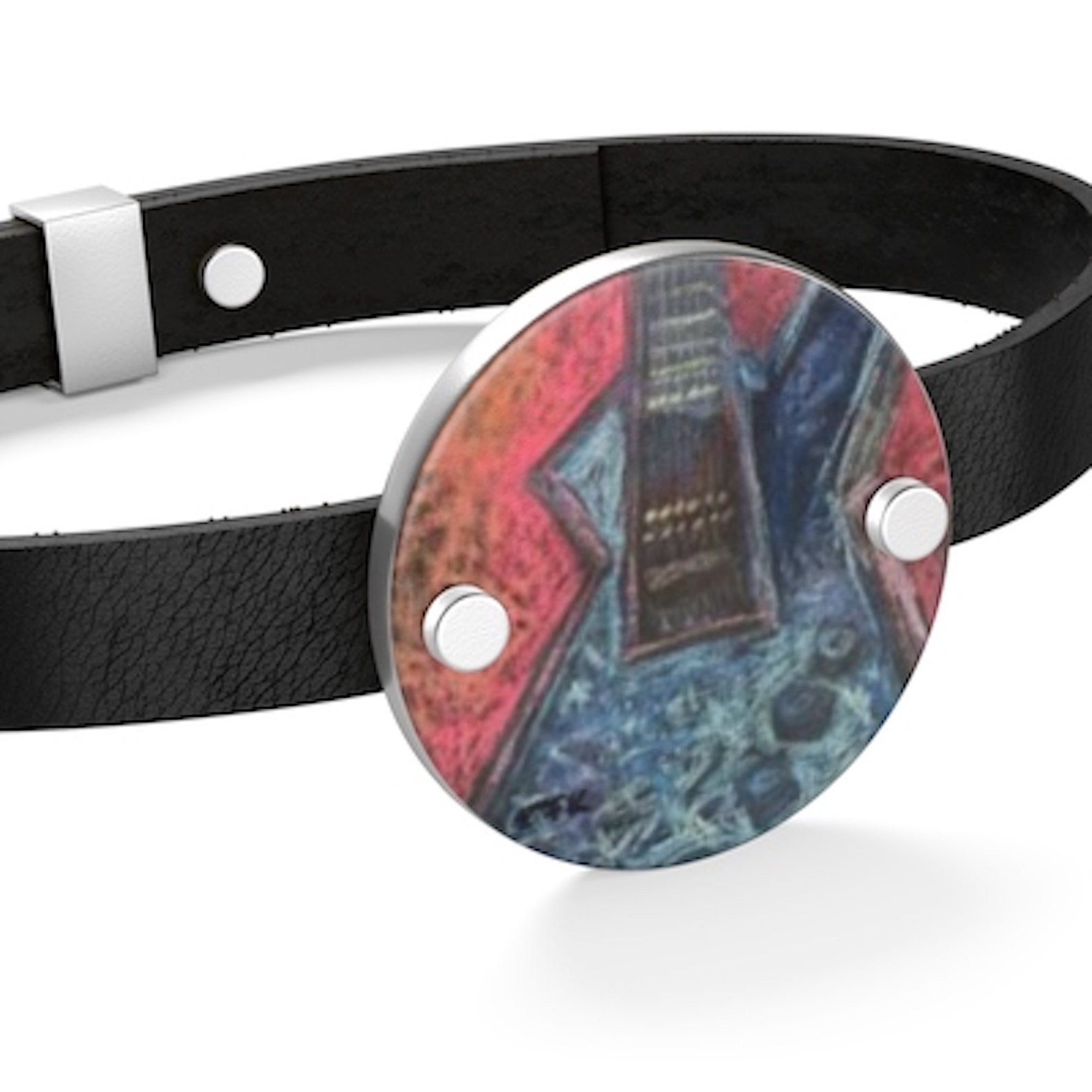 Leather Bracelet Rock This Metallica Electric Guitar drawn Etsy