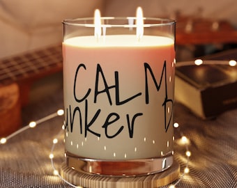 Hurricane Candle, Stay Calm, Hunker Down, Scented Candle - Full Glass, 11oz
