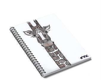 Spiral Notebook, Notebook Journal, Lined Notebook, Spiral Diary, Writing Journal featuring Brown Giraffe by EFK