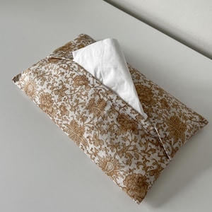 Porta pañuelos de tela / Funda para Kleenex / Servilletero para mesa de centro / Estilo vintage Floral Naranja apagado / Valencia
