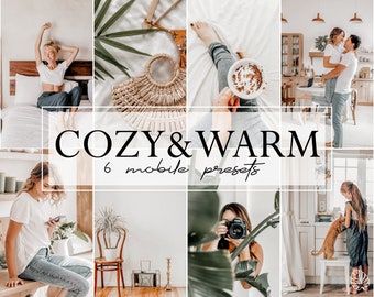 Lightroom Mobile Presets COZY AND WARM - 6 Light Presets for Instagram Bloggers Lifestyle Soft Warm Home, Photographers Influencers Presets