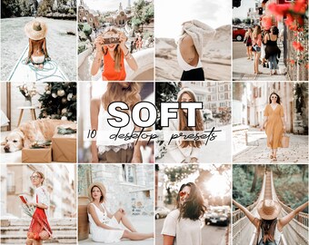 10 Lightroom DESKTOP Presets, Soft Warm Desktop Lightroom Presets, Blogger and Instagram Photo Filters, Light room, Light Bright Preset