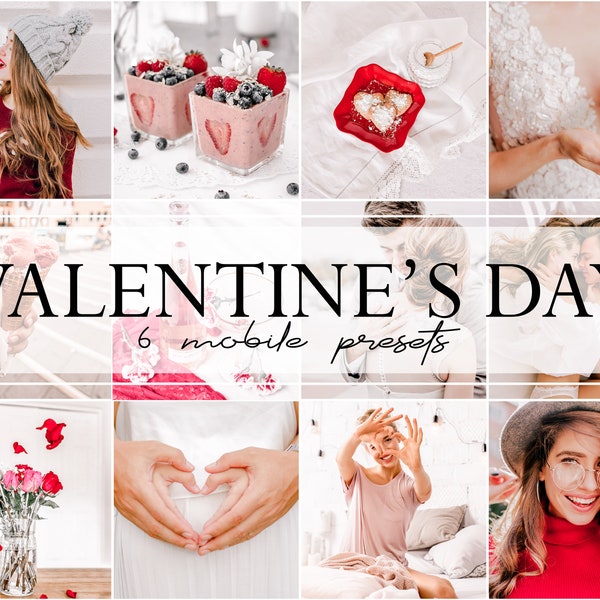 6 Lightroom MOBILE Presets, Valentine's Day Mobile Lightroom Presets, Blogger and Instagram Photo Filters, Lightroom CC, Light Bright Pink