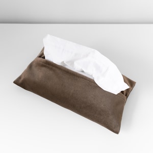 Fabric Tissue Holder | Kleenex Cover | Coffee Table Napkin Holder | Brown Green Velvet  | Olive