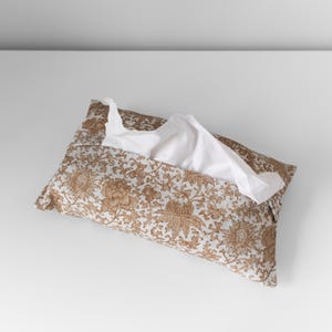 Porta pañuelos de tela / Funda para pañuelos / Servilletero para mesa de centro / Estilo vintage floral naranja apagado / Valencia